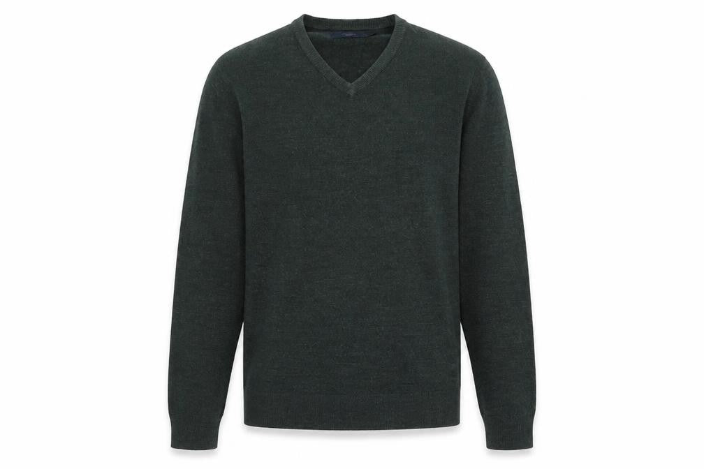 Front view of Atlantic Bay men’s green jumper, size S