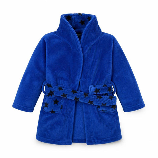 Front view of PURE KIDS boys’ blue solid robe, size 3, years