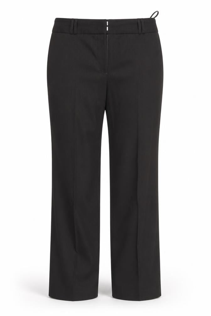 Front view of Next women’s brown striped trousers, size UK 34, in, 30-inch leg