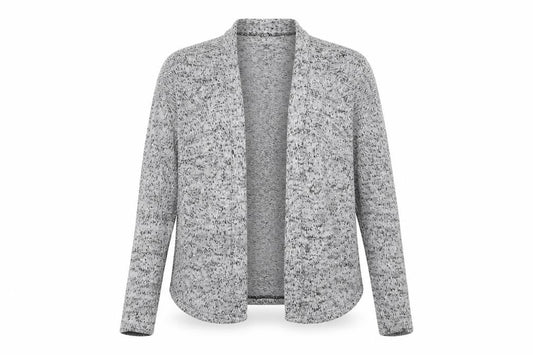Front view of Divided women’s grey cardigan jumper, size UK 14