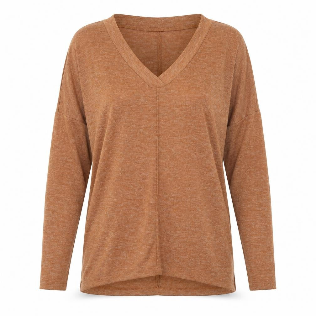 Front view of Atmosphere women’s brown tunic jumper, size UK 8