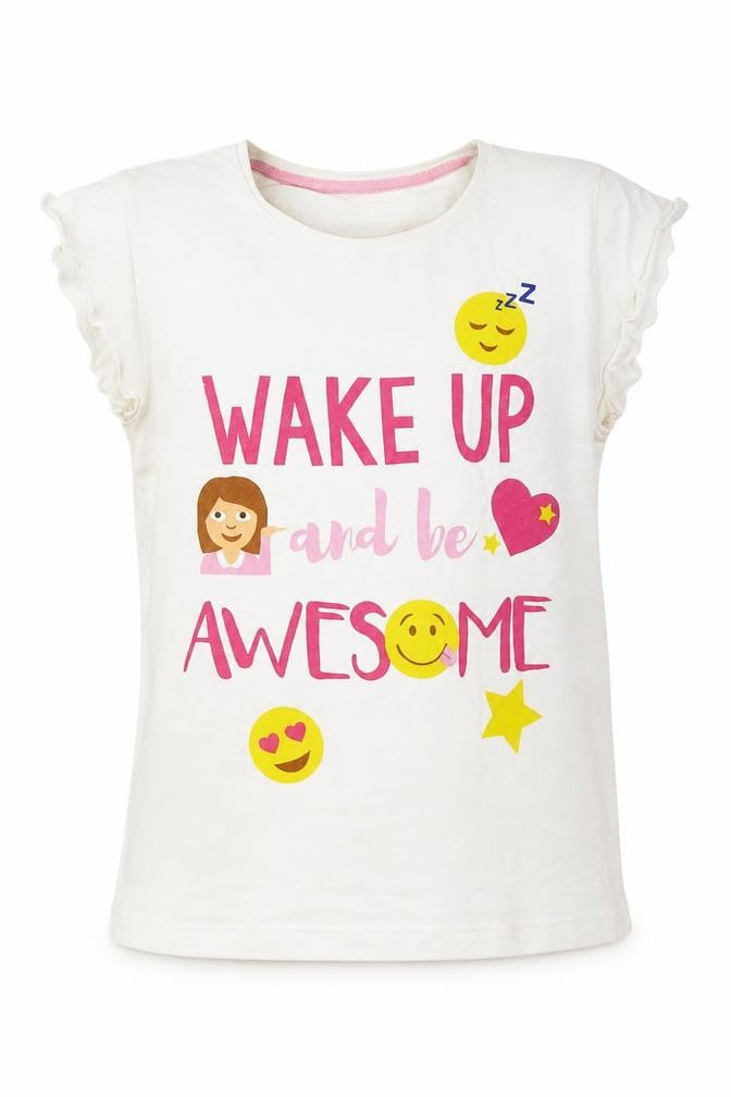Front view of Lily & Dan girls’ white basic t-shirt, size 7-8, years