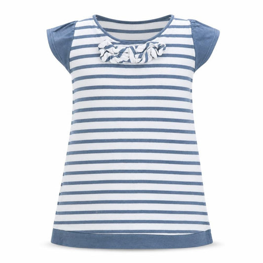 Front view of Next girls’ blue striped knit jumper dress, size 3-4, years