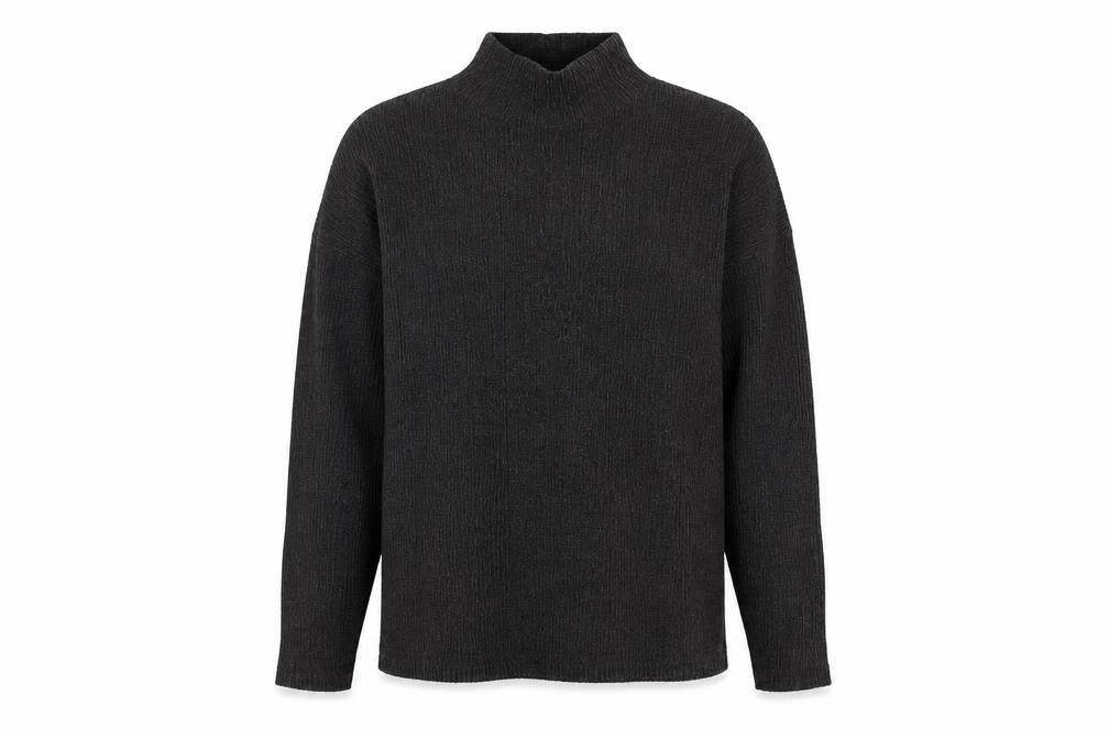 Front view of Pieces women’s grey henley jumper, size L