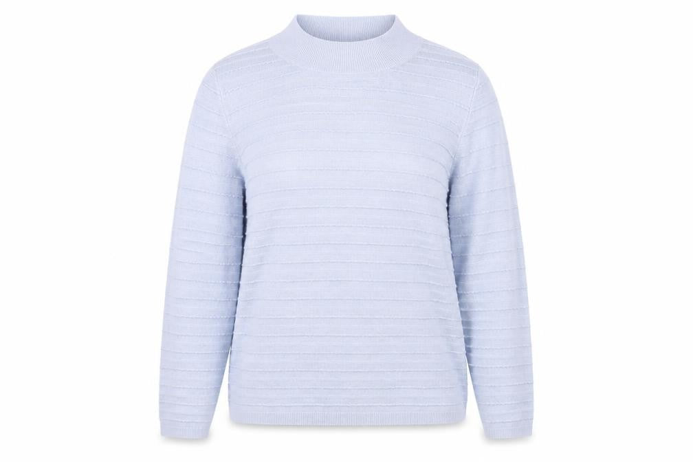 Front view of Bonmarché women’s blue jumper, size M
