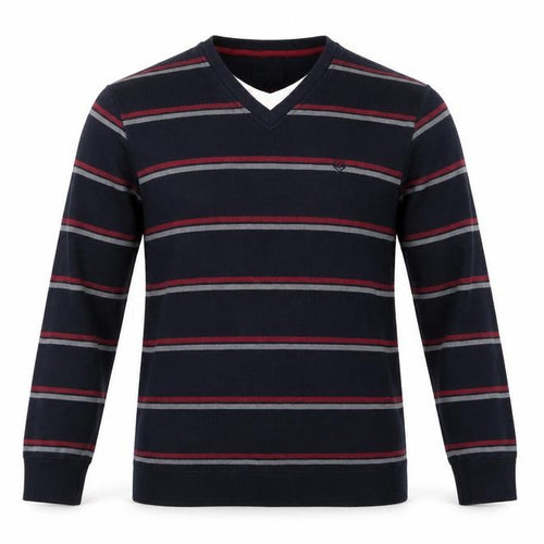 Lincoln Mens Red Striped Knit Pullover Jumper Size L