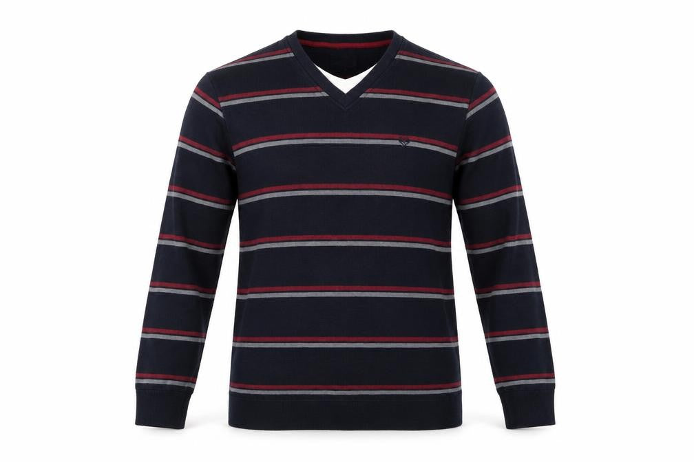 Lincoln Mens Red Striped Knit Pullover Jumper Size L