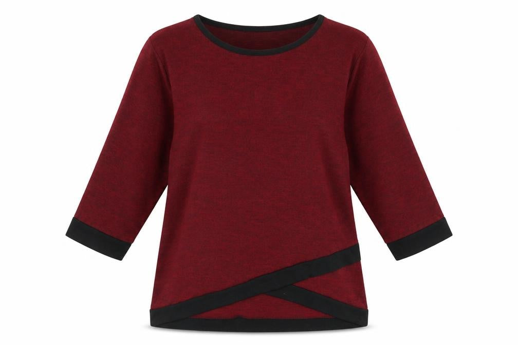Front view of Quiz women’s red knit jumper, size UK 10