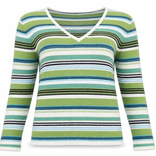 Alex & Co. Womens Green Striped  Pullover Jumper Size 10