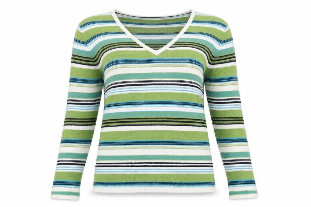 Alex & Co. Womens Green Striped  Pullover Jumper Size 10