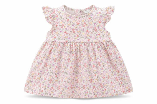 Front view of Next girls’ pink floral skater dress, size 3-6, months