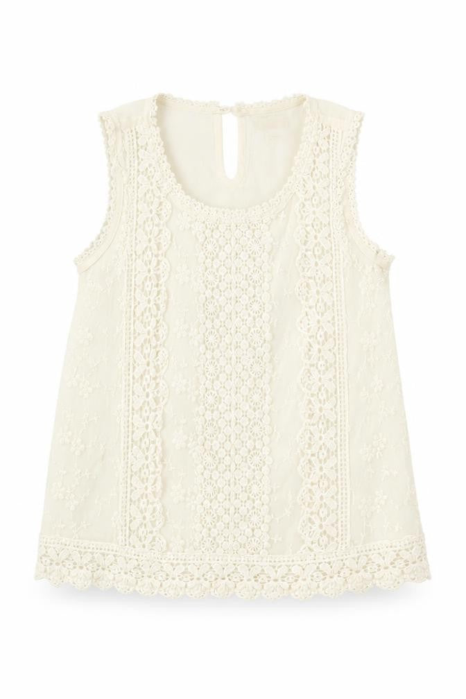Front view of River Island girls’ ivory basic blouse, size 9, years