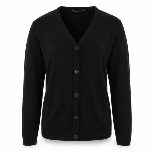Front view of Primark women’s black cardigan jumper, size XS