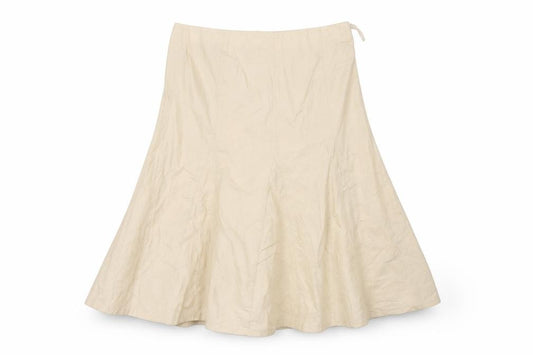 Front view of Preworn women’s beige trumpet skirt, size L