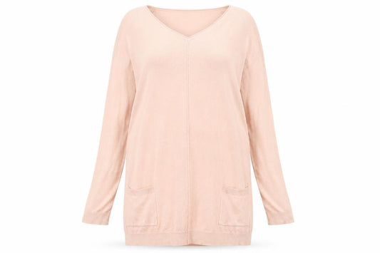 Front view of pm women’s pink jumper dress, size L