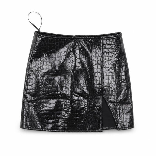 Front view of Motel Rocks women’s black flare skirt, size S