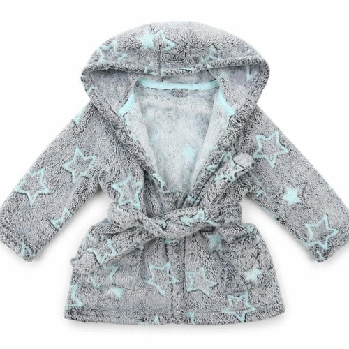Matalan Baby Grey Geometric Fleece  Robe Size 9-12 Months  - Star pattern