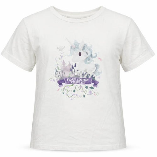 Earth Positive Girls White   Basic T-Shirt Size 11-12 Years  - unicorn