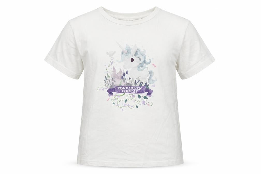 Earth Positive Girls White   Basic T-Shirt Size 11-12 Years  - unicorn