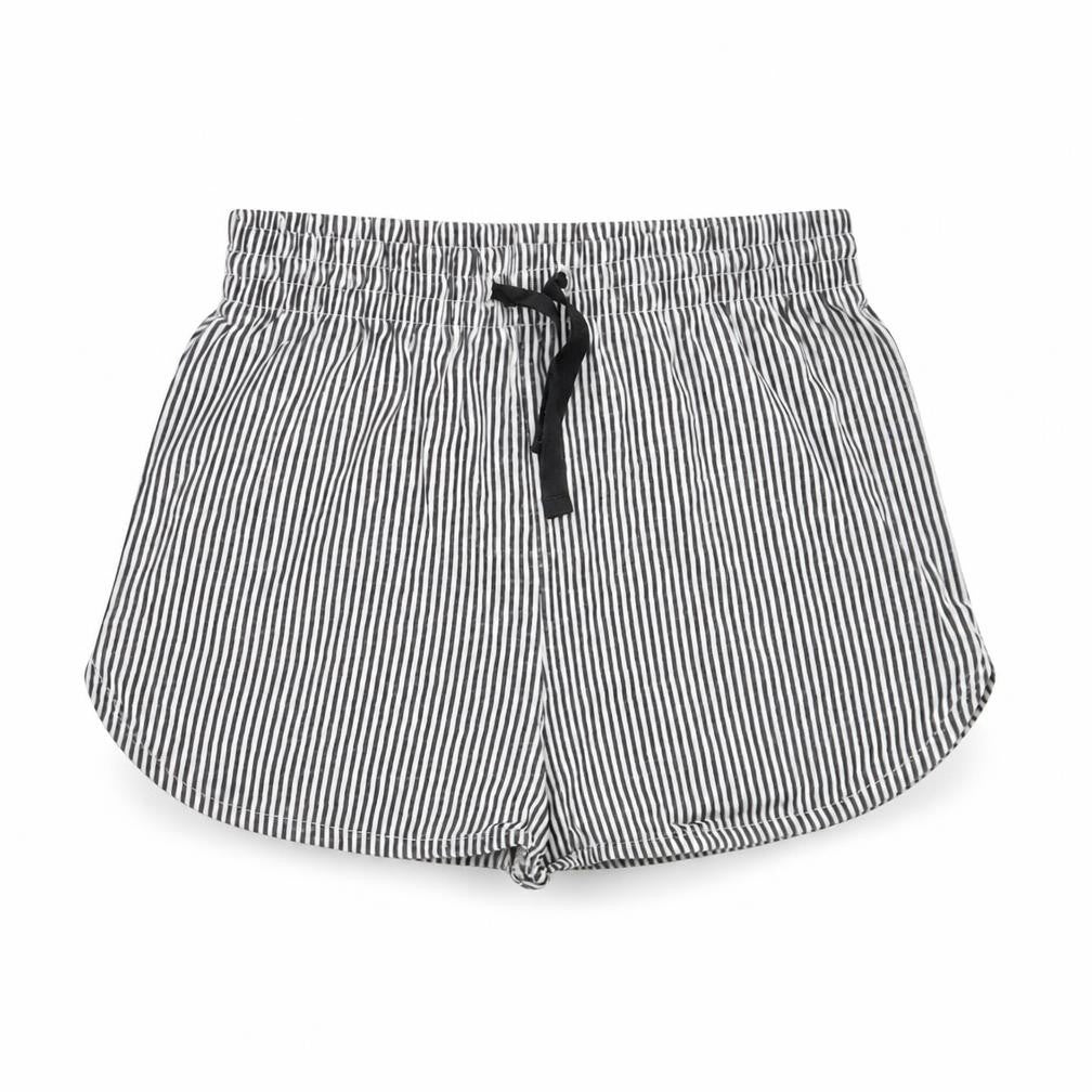 Front view of Next girls’ grey striped hot pants shorts, size 6, years