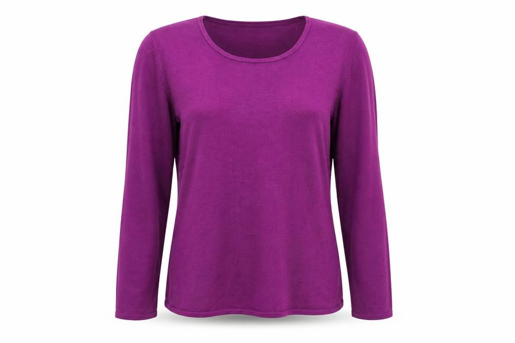 Front view of Bonmarché women’s purple jumper, size M