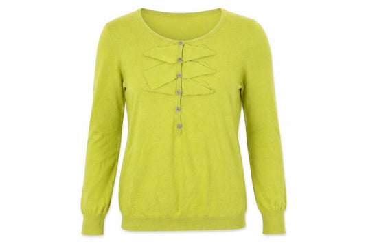 Front view of Next women’s yellow jumper, size UK 12