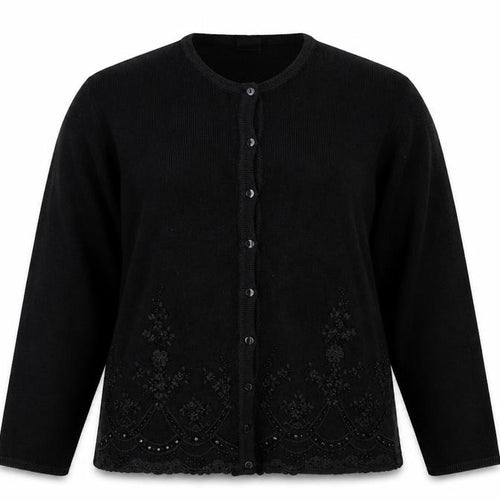 Avanti Garde Womens Black  Knit Cardigan Jumper Size L