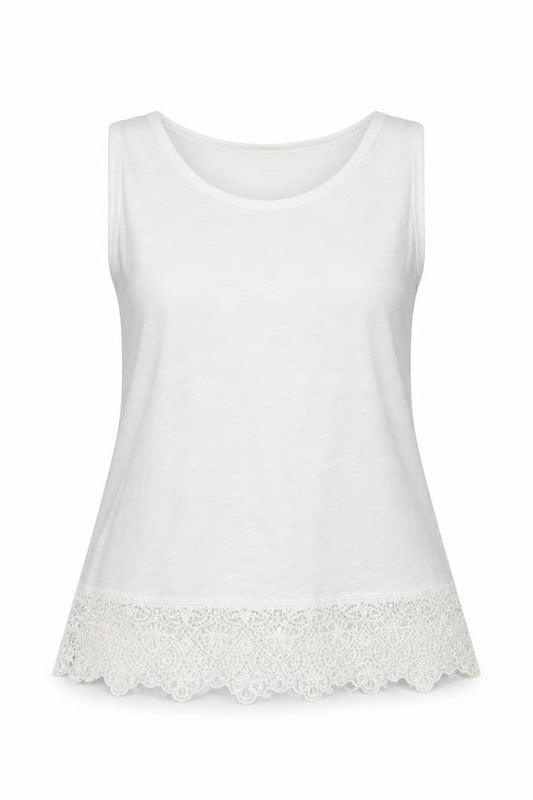 Front view of New Look women’s white basic tank, size UK 6