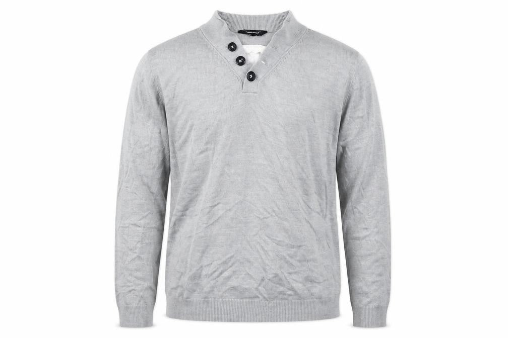 Front view of UrbanSpirit men’s grey jumper, size L