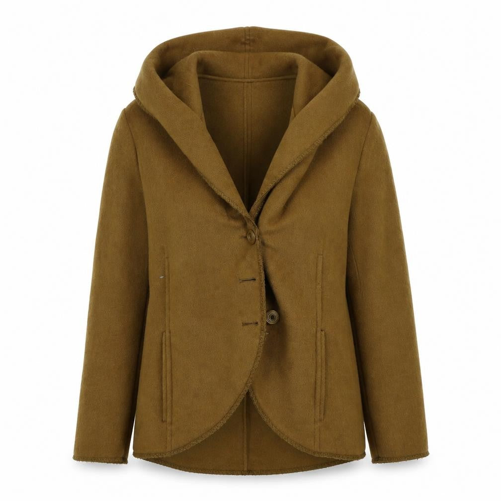 Front view of J.jile women’s brown jacket coat, size M