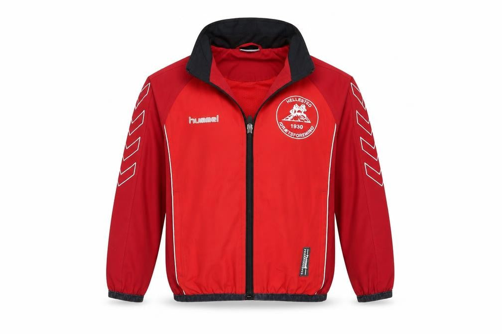 Front view of Hummel boys’ red jacket coat, size 8, years