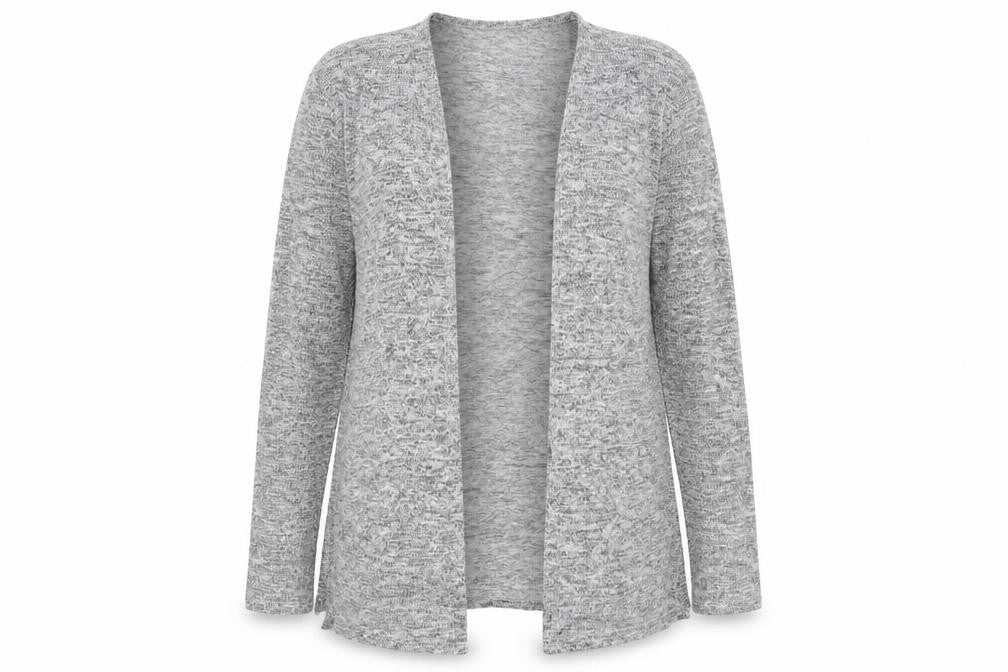 Front view of H&M women’s grey knit cardigan jumper, size M