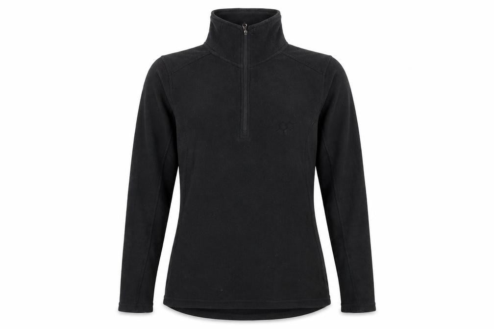 Front view of Technicals women’s black fleece pullover sweatshirt, size UK 8