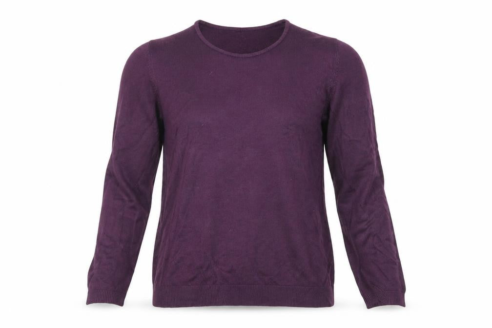 Front view of Prewor women’s purple knit jumper, size UK 12