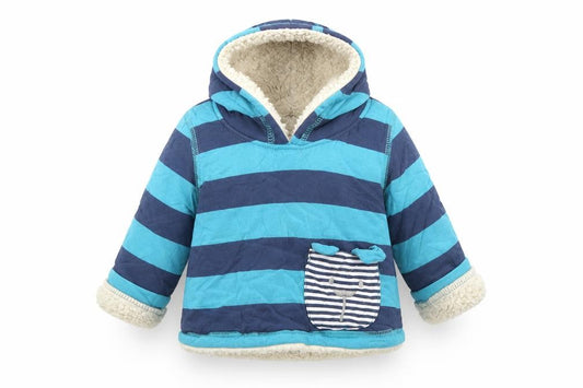 Front view of Lilly & Sid Baby Black Striped Jacket, size 0-3, Months