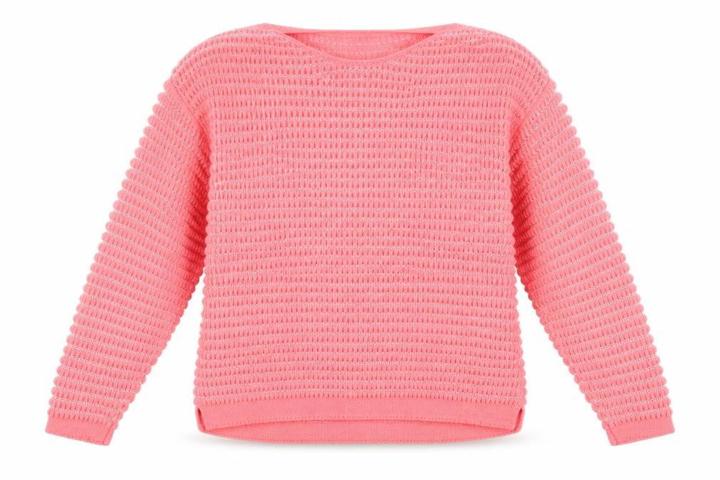 Front view of Sweater Shop women’s pink jumper, size L