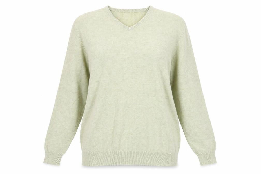 Front view of EWM women’s green jumper, size XL