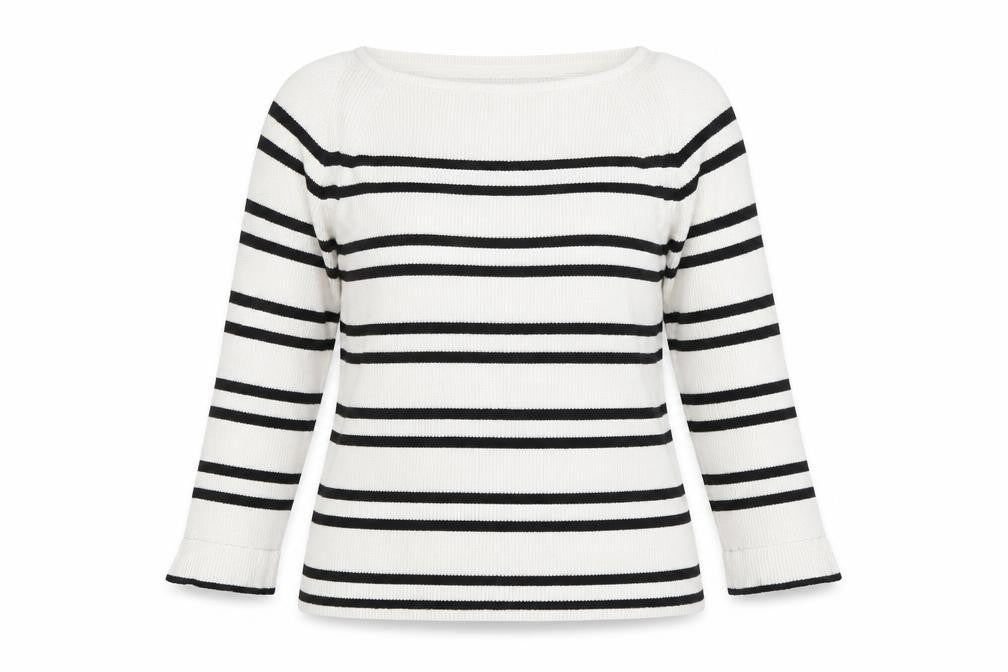 Ellos Womens White Striped  Pullover Jumper Size 14