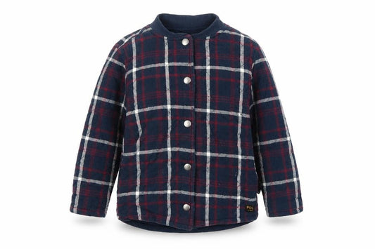 Front view of PDL boys’ blue plaid jacket, size 2-3, years
