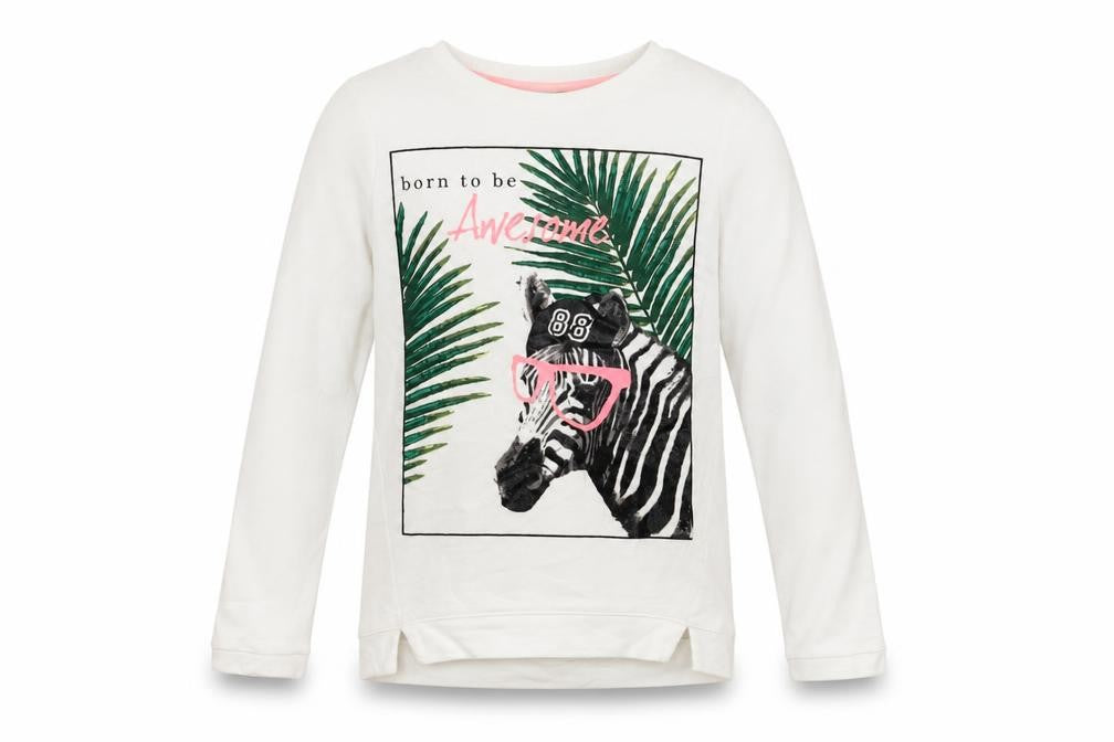 George Girls White   Pullover Sweatshirt Size 7 Years  - BORN TO BE AWESONE