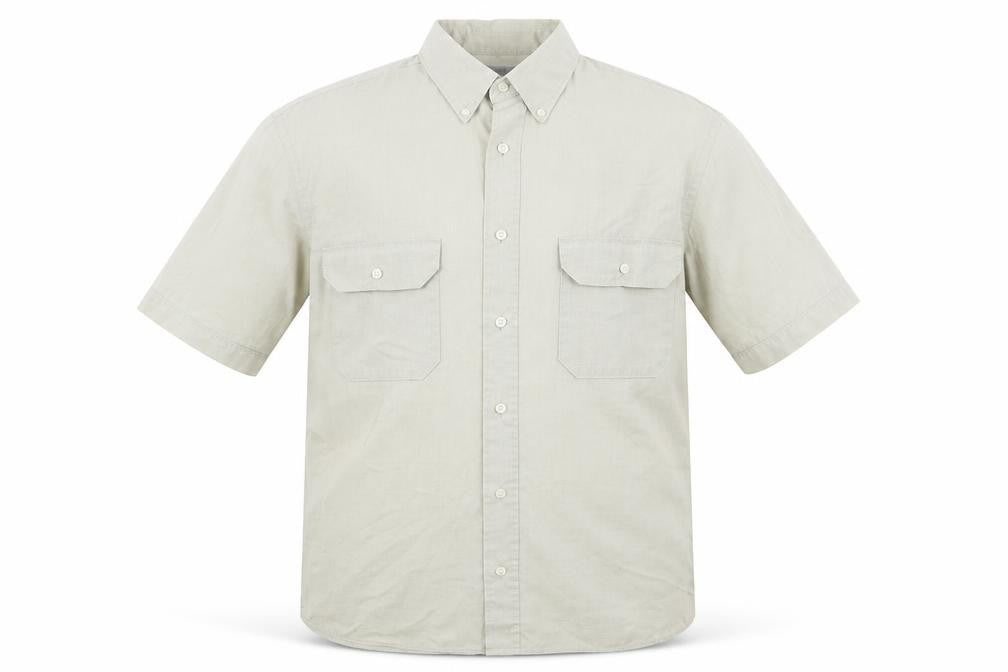 Front view of Marks & Spencer men’s green button-up, size S