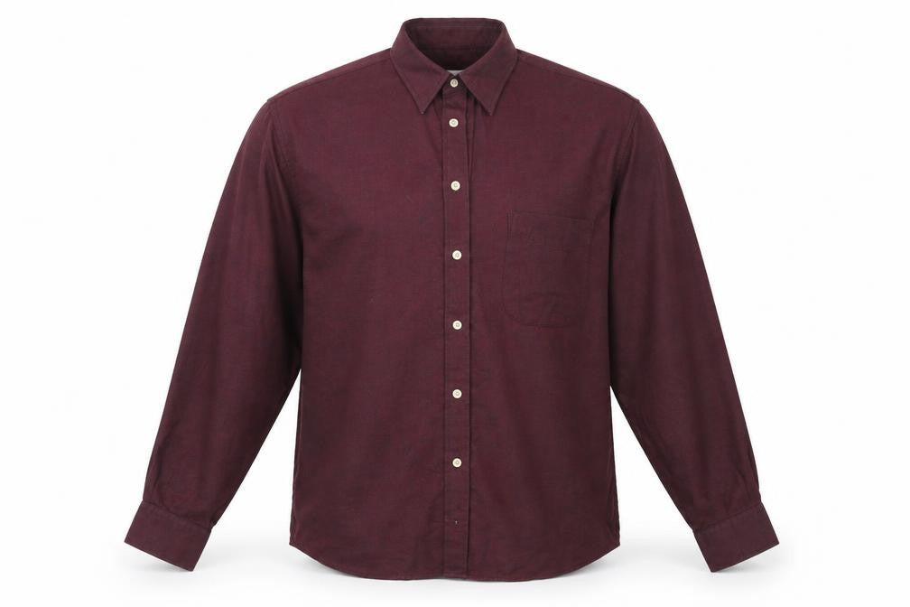 Front view of Berkertex men’s purple button-up, size 16.5