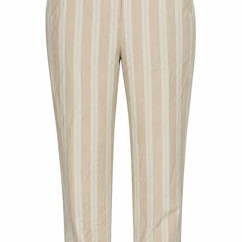 M&S Womens Beige Striped  Trousers  Size 12 L30 in