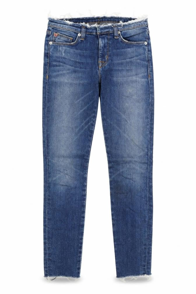 Front view of Hudson women’s blue skinny jeans, size UK 6, 27-inch leg