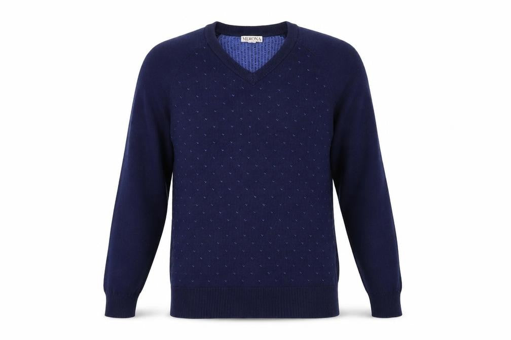 Front view of Merona men’s blue jumper, size S