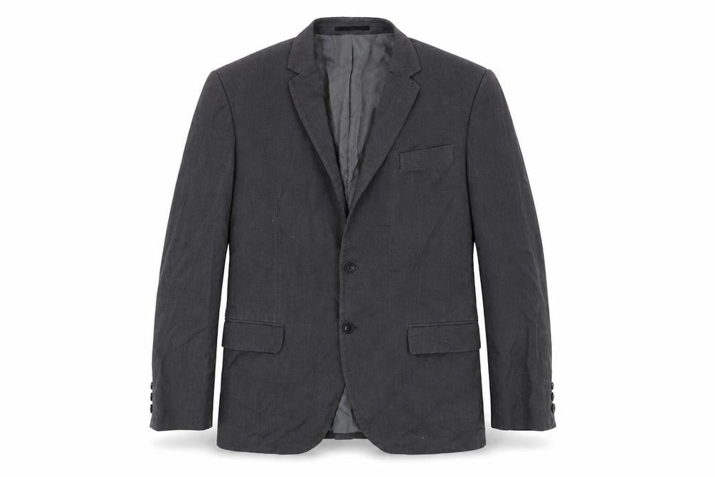 Front view of Icona men’s grey jacket suit jacket, size 38