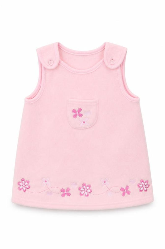 Front view of Little precious Baby Pink Fleece A-Line, size 3-6, Months
