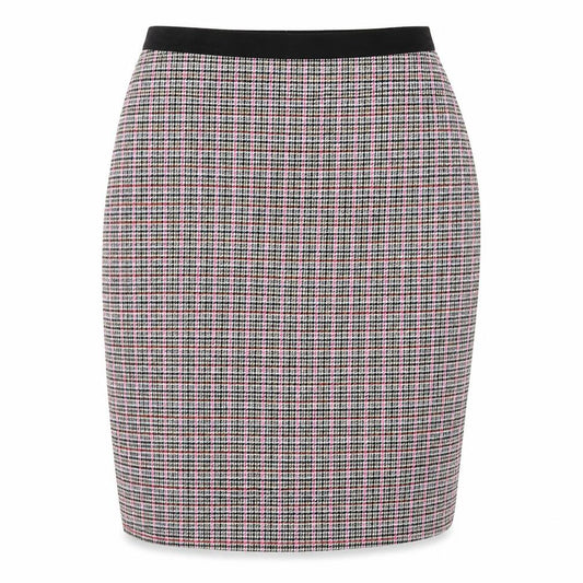 Front view of Clements Ribeiro women’s grey check straight & pencil skirt, size UK 10