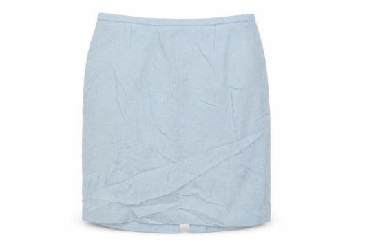 Front view of Wallis women’s blue a-line skirt, size UK 18