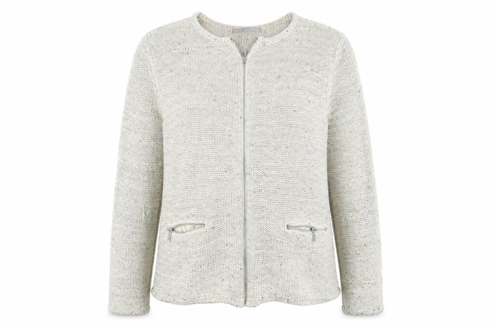 Front view of Marks & Spencer women’s beige jacket coat, size UK 14
